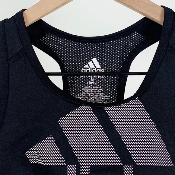 NWT Adidas Girls Climacool Don’t Rest Mesh Logo Sports Bra In Black/White - Picture 5 of 7
